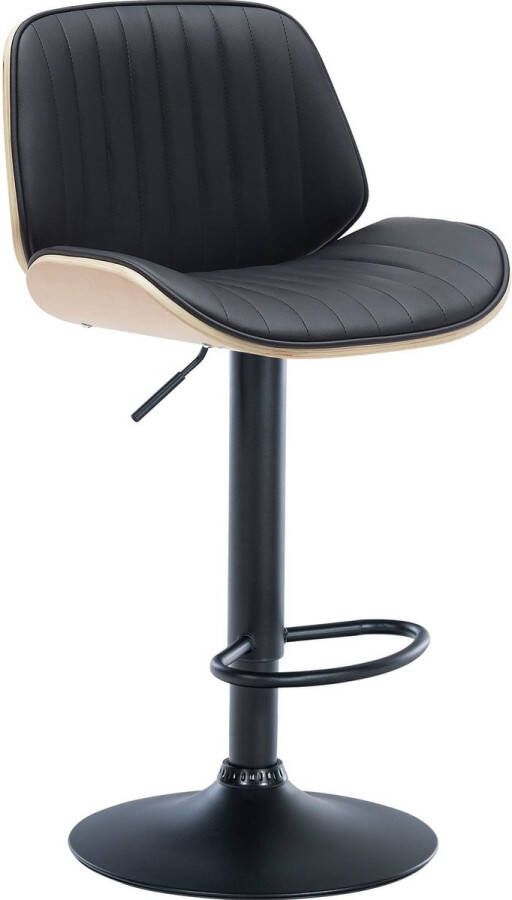 CLP Nova Barkruk Met rugleuning Verstelbaar Kunstleer natura zwart