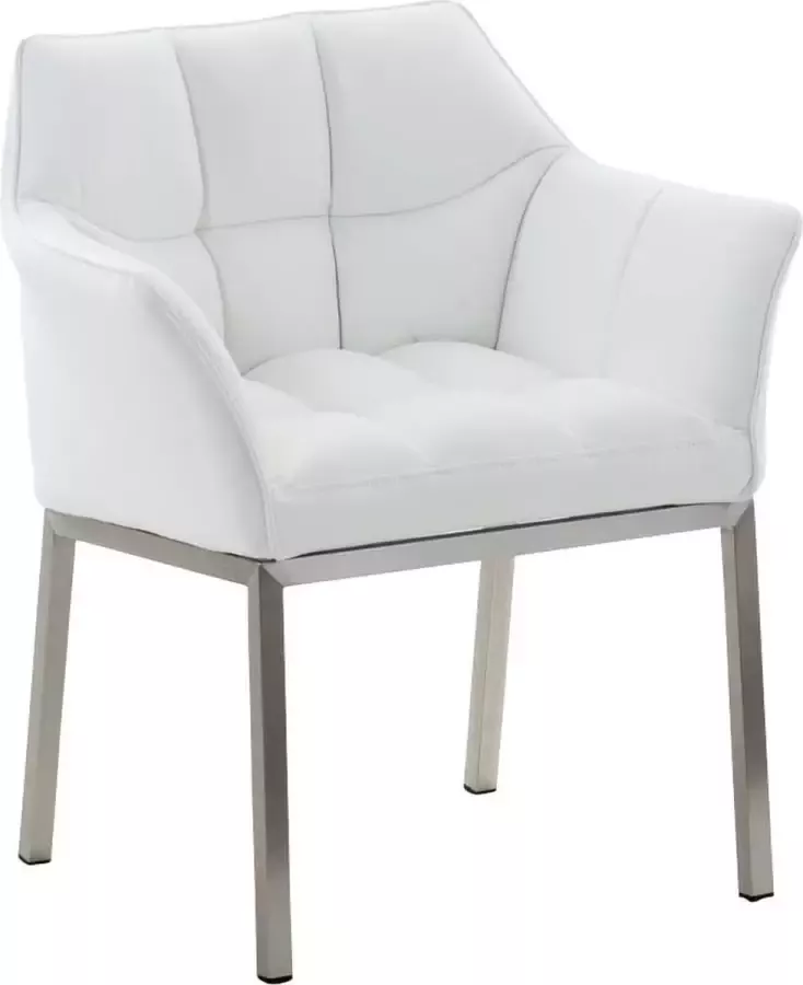 Clp Octavia Lounge zetel Kunstleer wit roestvrij staal