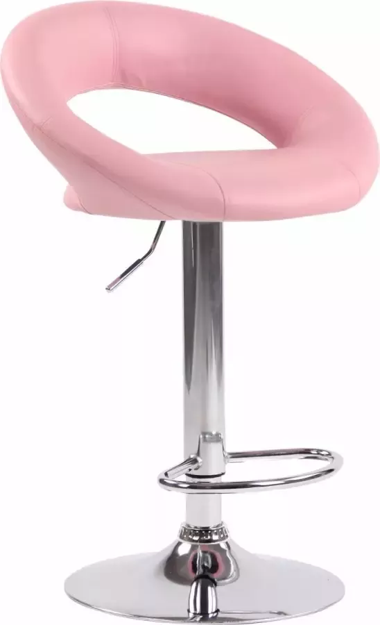 Clp Olinda Barkruk Kunstleer Roze Chroom look