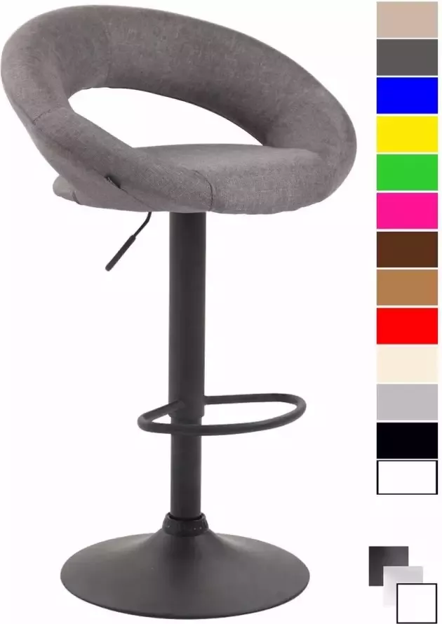 Clp Olinda Barkruk Stof Grijs Kleur onderstel : Zwart - Foto 2