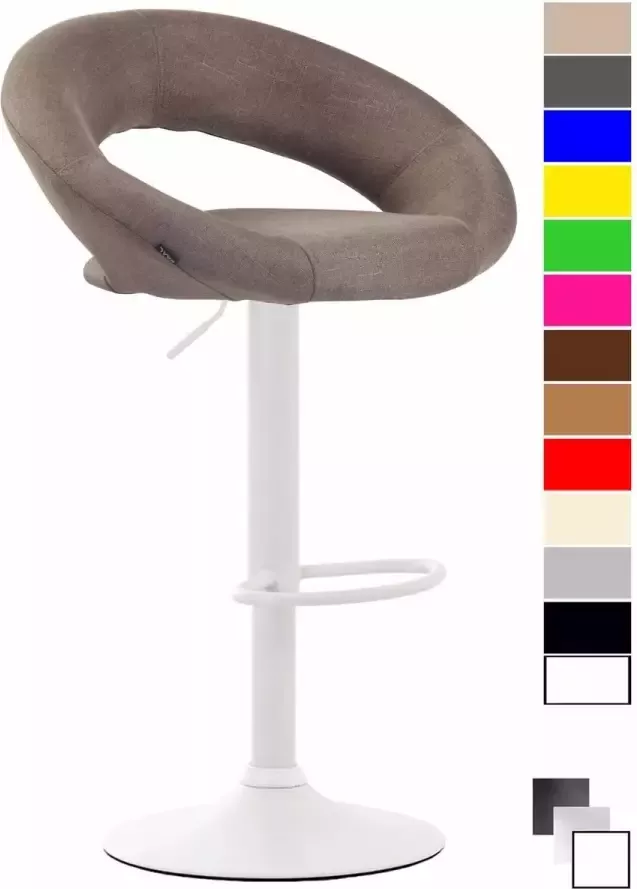 Clp Olinda Barkruk Stof Taupe Kleur onderstel : Wit