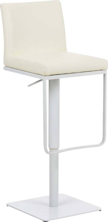 CLP Panama Barkruk Met rugleuning Voetsteun Kunstleer creme wit