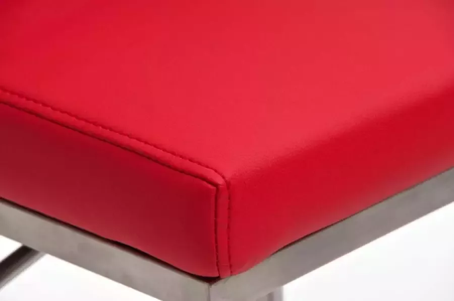 Clp Panama Barkruk Met rugleuning Voetsteun Kunstleer rood roestvrij staal