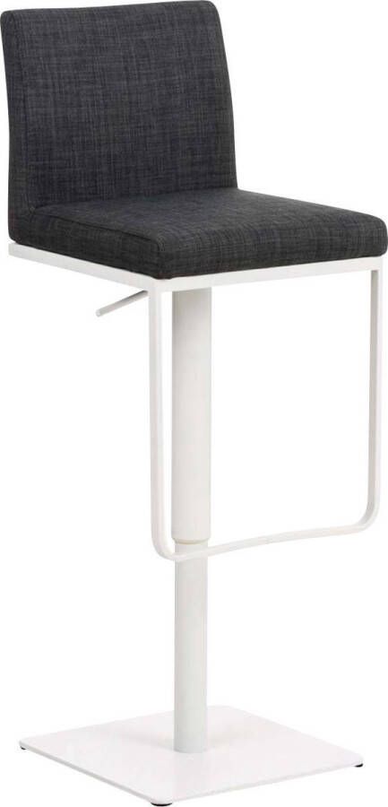 CLP Panama Barkruk Met rugleuning Voetsteun Stof donkergrijs wit