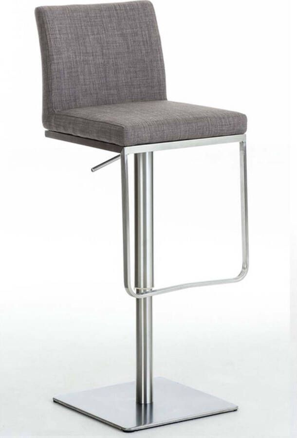 CLP Panama Barkruk Met rugleuning Voetsteun Stof grijs roestvrij staal