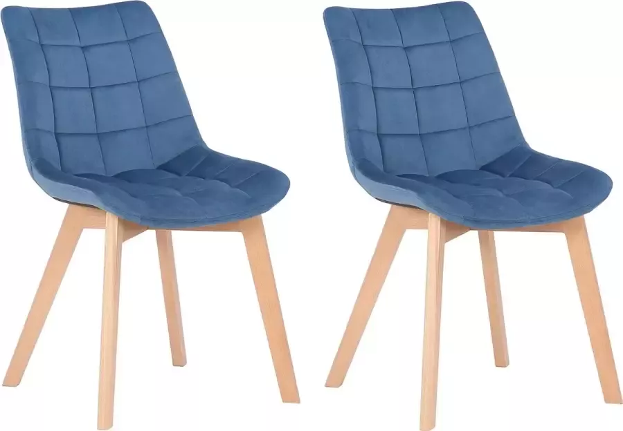 Clp Passaic Set van 2 Eetkamerstoelen Fluweel blauw