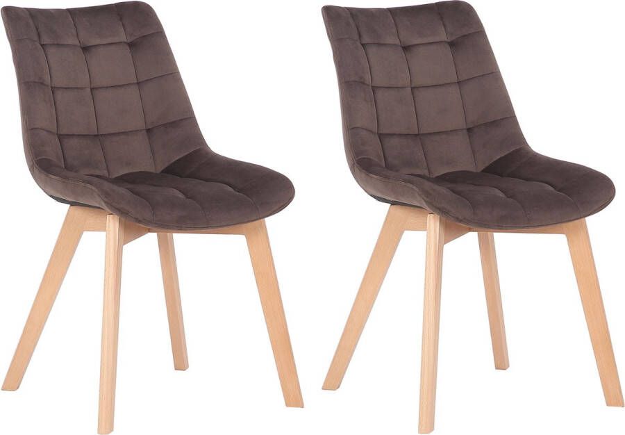 CLP Passaic Set van 2 Eetkamerstoelen Fluweel bruin