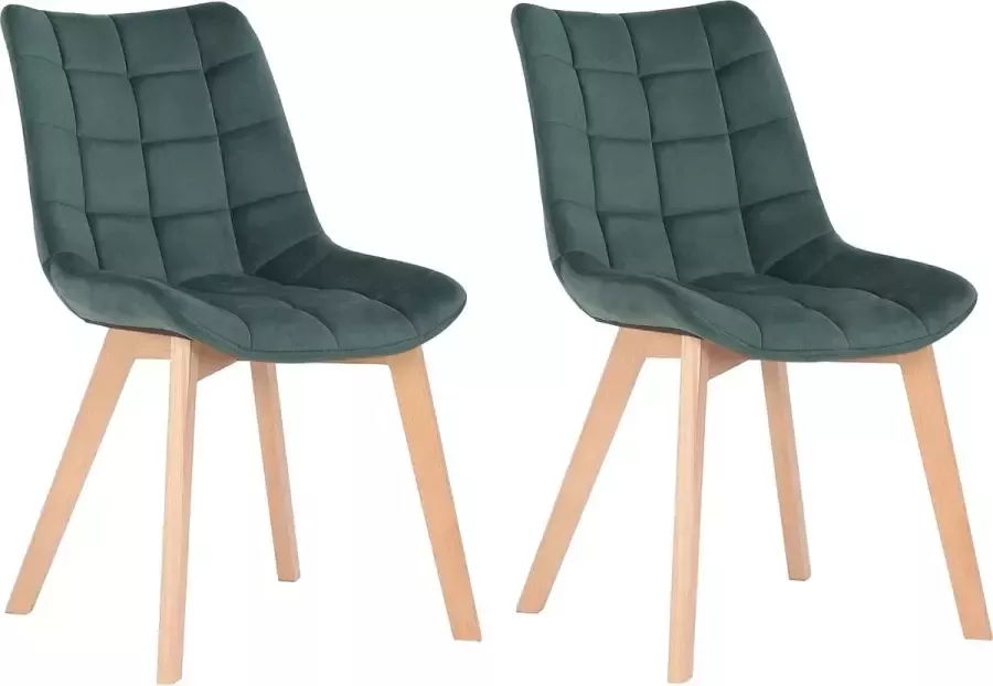 Clp Passaic Set van 2 Eetkamerstoelen Fluweel groen