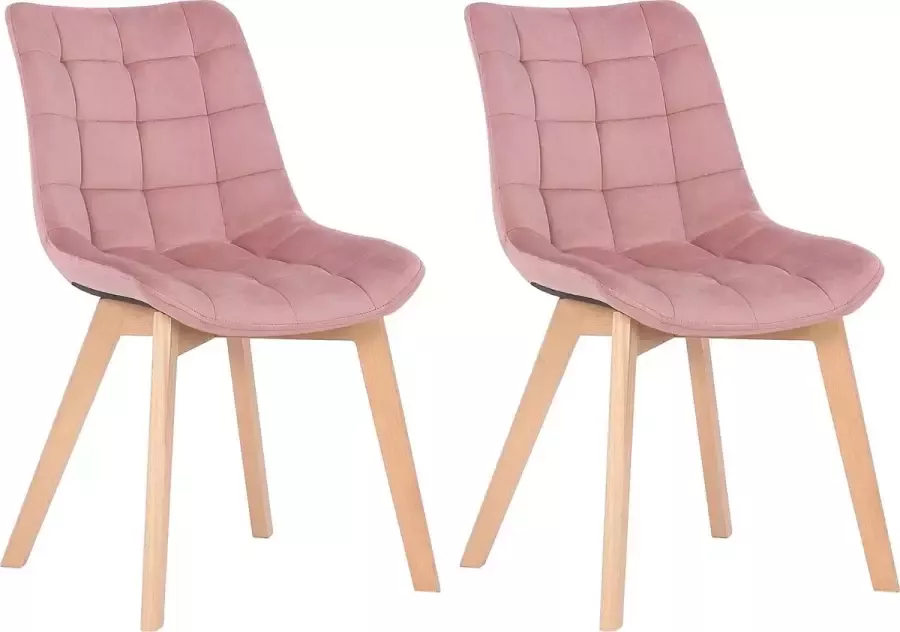CLP Passaic Set van 2 Eetkamerstoelen Fluweel roze