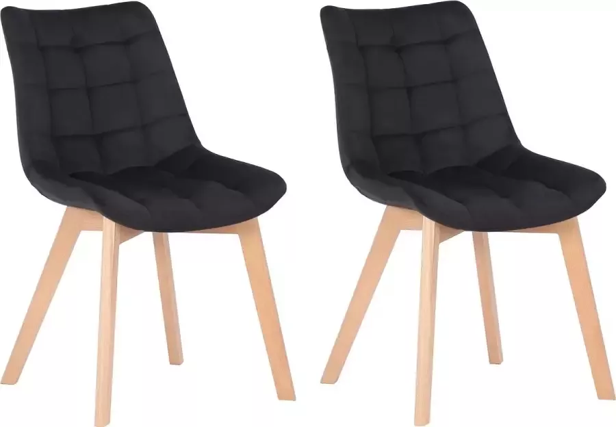 CLP Passaic Set van 2 Eetkamerstoelen Fluweel zwart - Foto 1