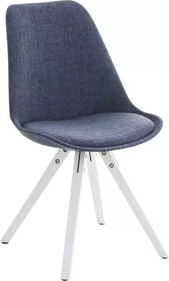 Clp Pegleg Bezoekersstoel Stof Vierkant Blauw Houten onderstel Kleur wit Vierkant frame