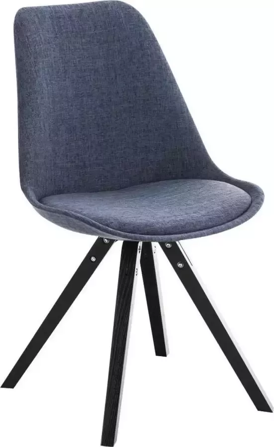 Clp Pegleg Bezoekersstoel Stof Vierkant Blauw Houten onderstel Kleur zwart Vierkant frame