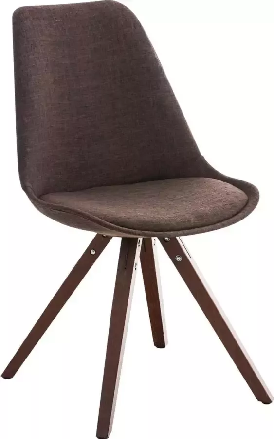 Clp Pegleg Bezoekersstoel Stof Vierkant Bruin Houten onderstel Kleur walnoot Vierkant frame