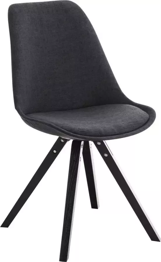 Clp Pegleg Bezoekersstoel Stof Vierkant Donkergrijs Houten onderstel Kleur zwart Vierkant frame