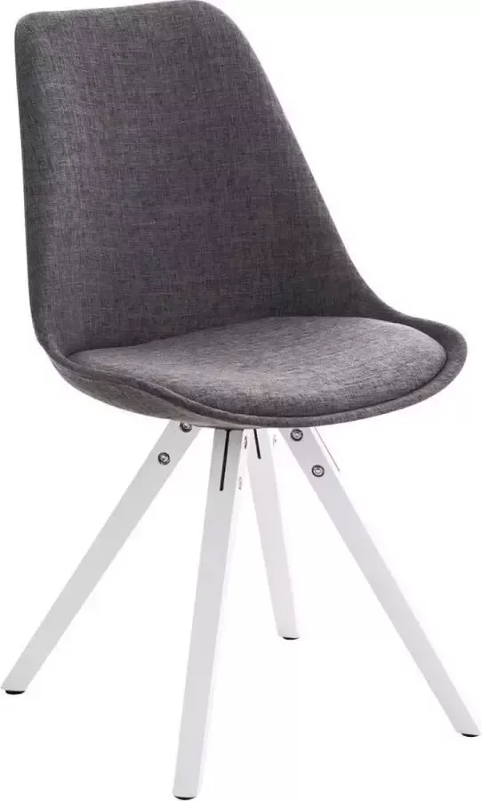 Clp Pegleg Bezoekersstoel Stof Vierkant Lichtgrijs Houten onderstel Kleur wit Vierkant frame