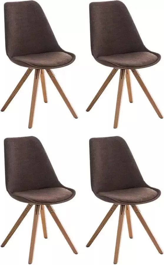 Clp Pegleg Set van 4 Eetkamerstoelen Vierkant Stof bruin natura
