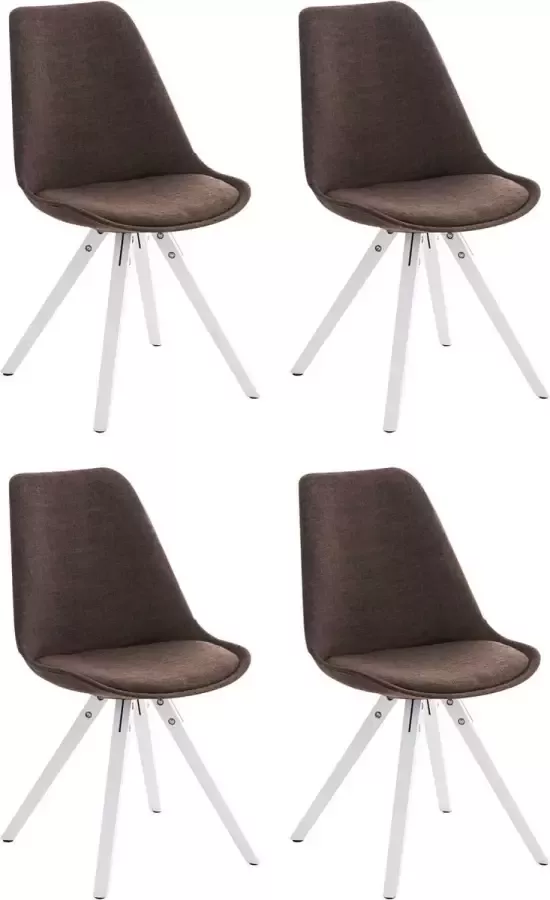Clp Pegleg Set van 4 Eetkamerstoelen Vierkant Stof bruin wit