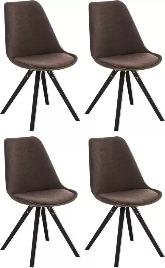 Clp Pegleg Set van 4 Eetkamerstoelen Vierkant Stof bruin zwart