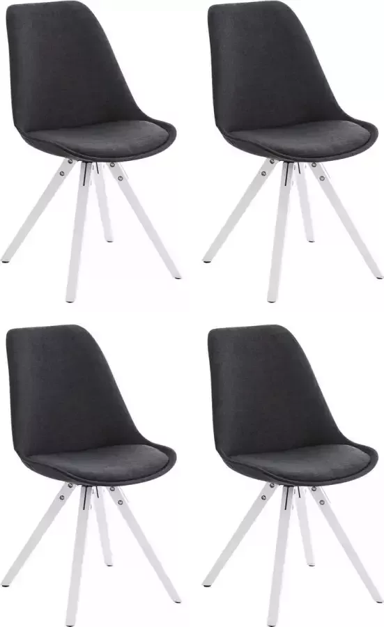 Clp Pegleg Set van 4 Eetkamerstoelen Vierkant Stof donkergrijs wit