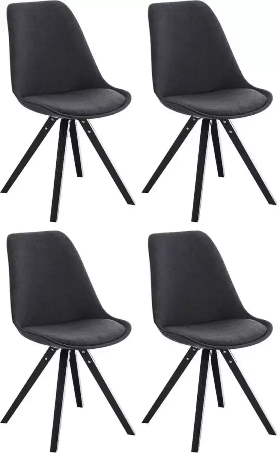 Clp Pegleg Set van 4 Eetkamerstoelen Vierkant Stof donkergrijs zwart