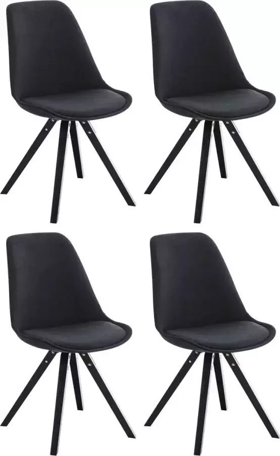 CLP Set van 4 Eetkamerstoelen Pegleg Zwart Vierkant Frame Stof - Foto 1