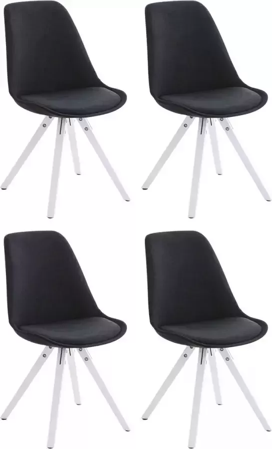 Clp Pegleg Set van 4 Eetkamerstoelen Vierkant Stof zwart wit