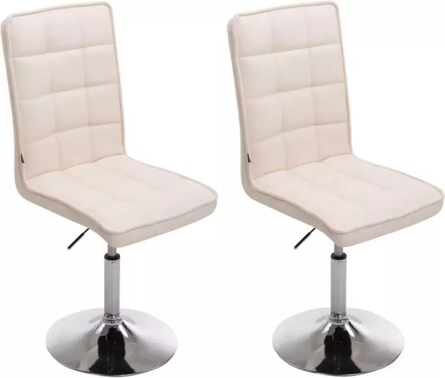 Clp Peking Set van 2 Eetkamerstoelen Kunstleer creme
