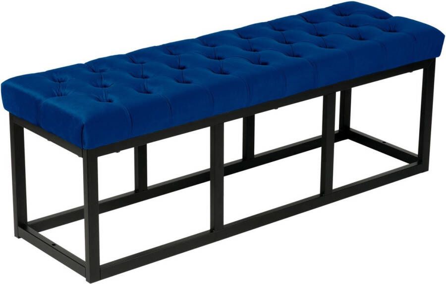 Clp Polson Bank Fluweel Zwart blauw 120 cm