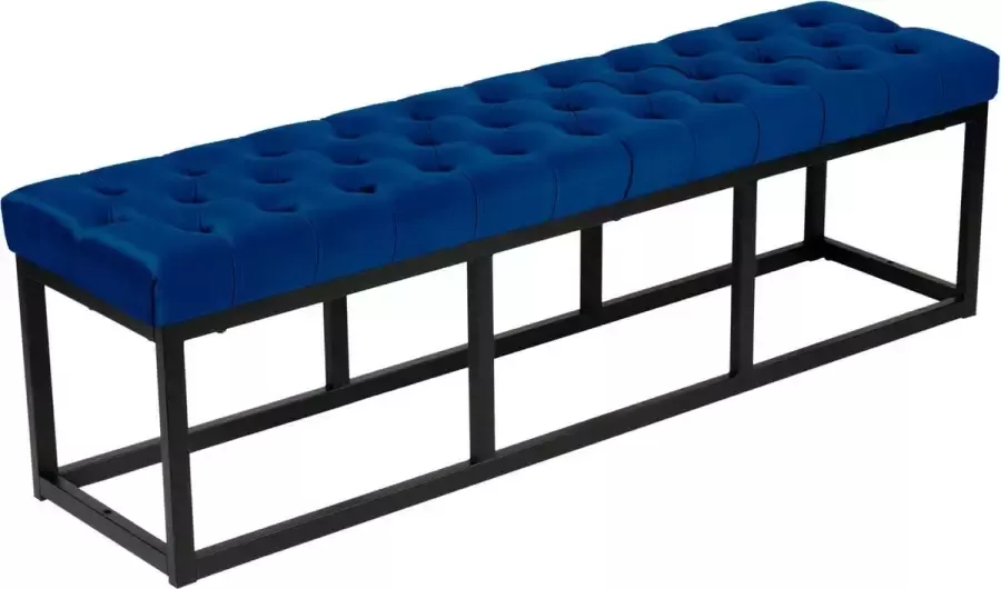 Clp Polson Bank Fluweel Zwart blauw 150 cm