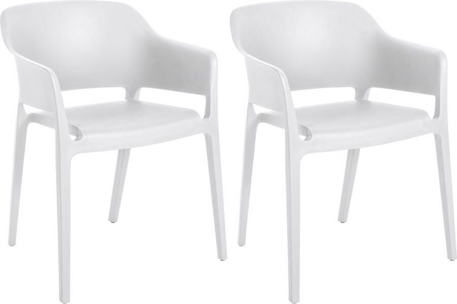 Clp Puebla Set van 2 tuinstoelen Stapelbaar Weerbestendige kunststof wit