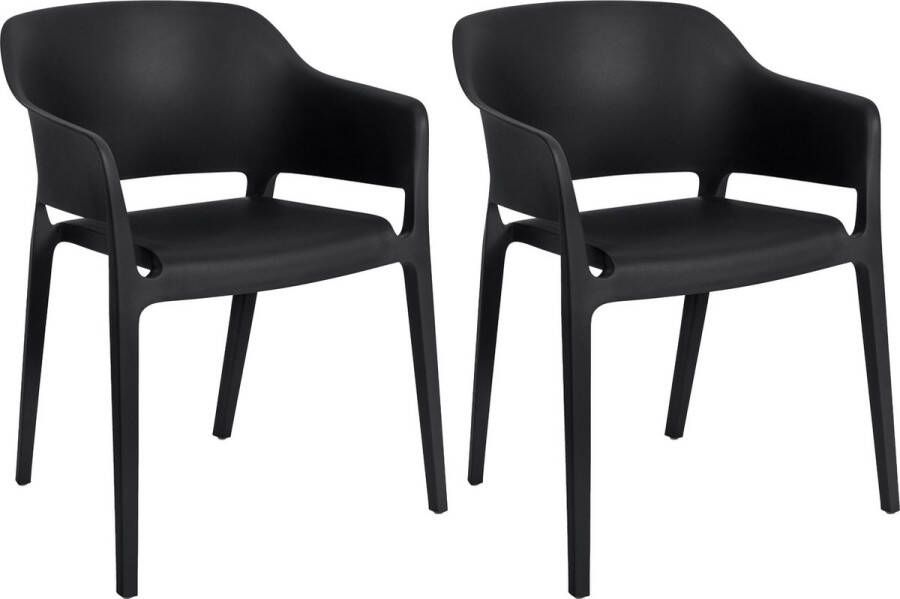 Clp Puebla Set van 2 tuinstoelen Stapelbaar Weerbestendige kunststof zwart