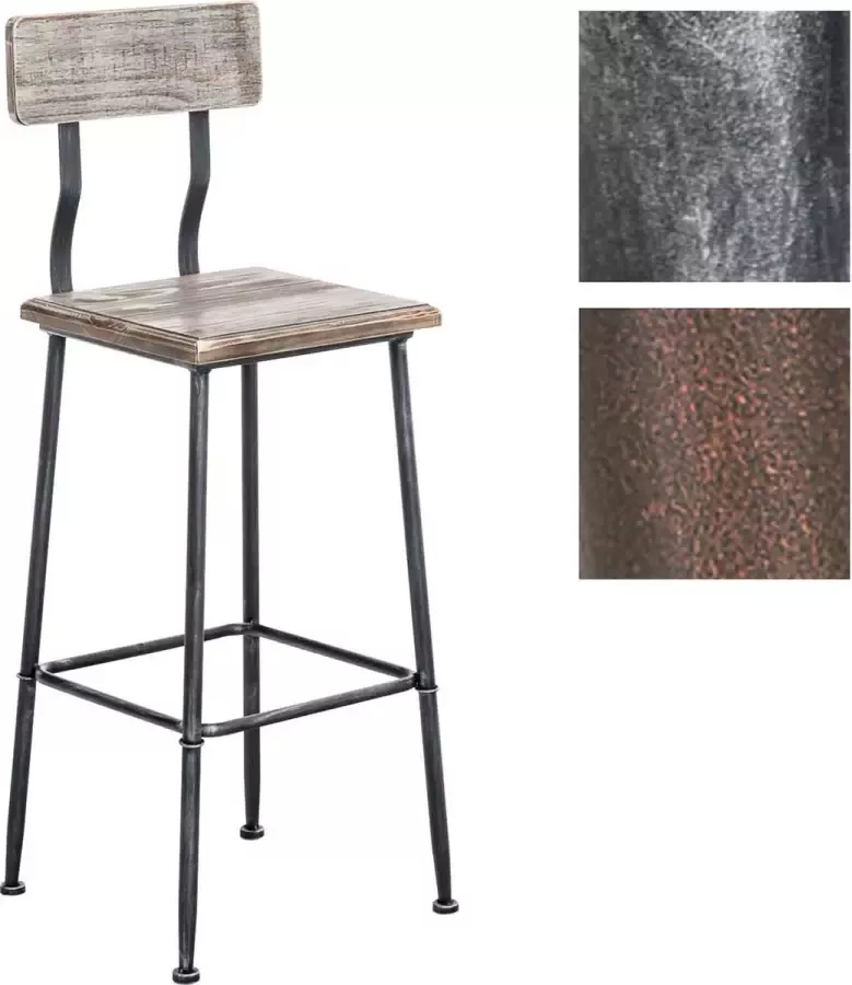 Clp Queens Barkruk Met rugleuning Voetsteun Hout antiek zilver