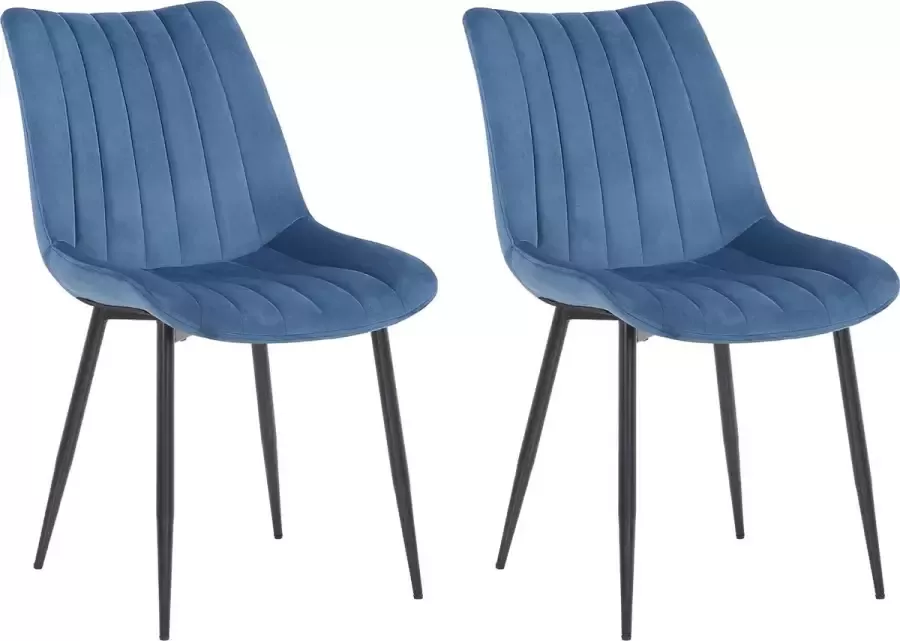 Clp Rahden Set van 2 Eetkamerstoelen Fluweel blauw