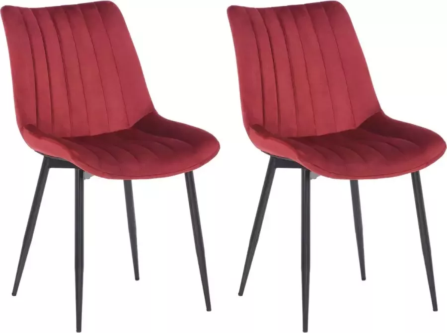 Clp Rahden Set van 2 Eetkamerstoelen Fluweel rood