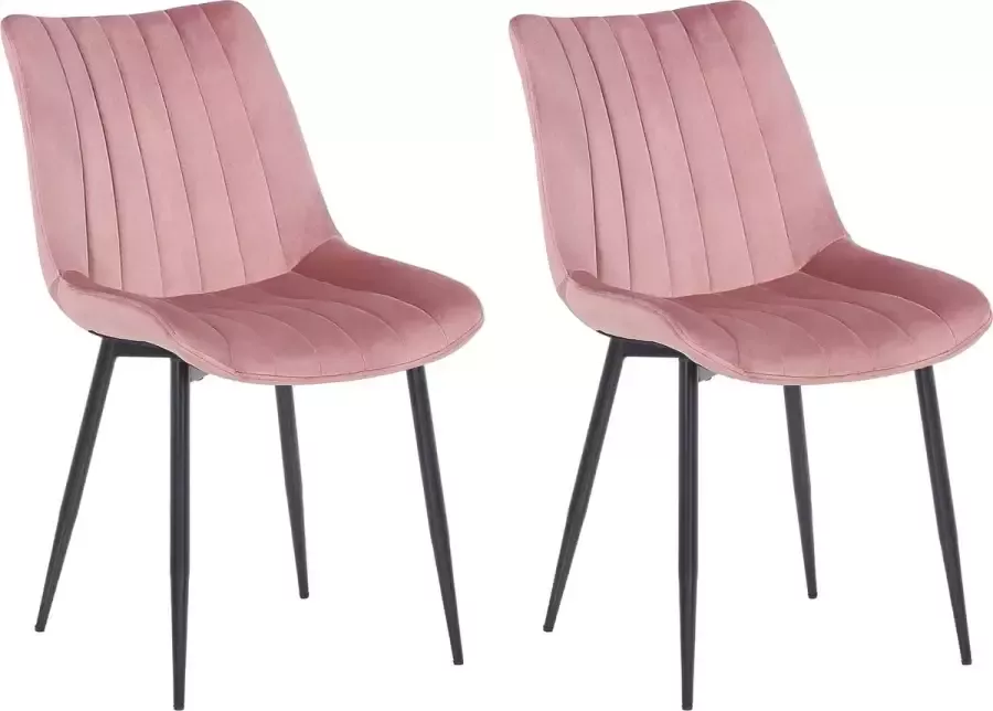 Clp Rahden Set van 2 Eetkamerstoelen Fluweel roze