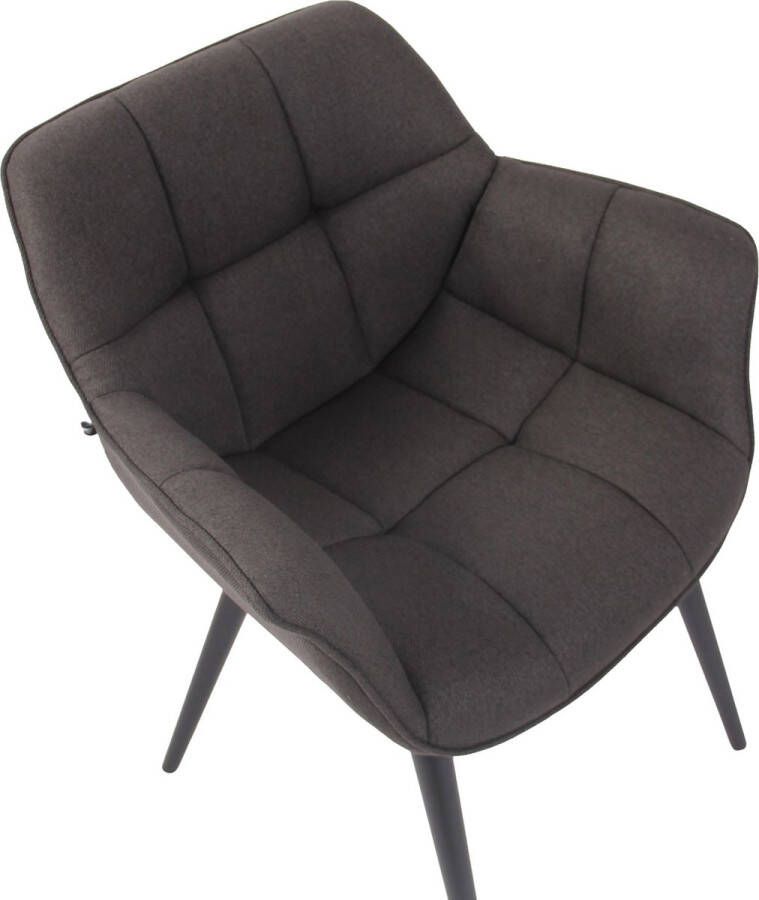 CLP Roseville Eetkamerstoel Met armleuningen Klassiek donkergrijs Stof - Foto 2