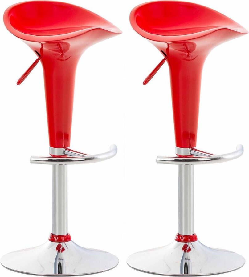 Clp Saddle Set van 2 barkrukken Verstelbaar Voetsteun Kunststof rood