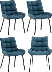 Clp Saranda Set van 4 eetkamerstoelen Stof blauw zwart
