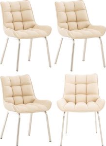 Clp Saranda Set van 4 eetkamerstoelen Stof creme roestvrij staal