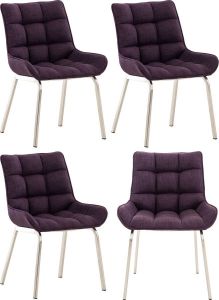 Clp Saranda Set van 4 eetkamerstoelen Stof purper roestvrij staal