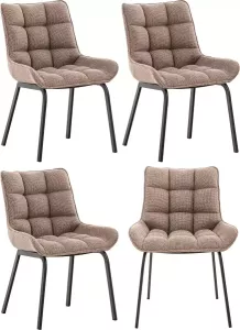 Clp Saranda Set van 4 eetkamerstoelen Stof terrabruin zwart