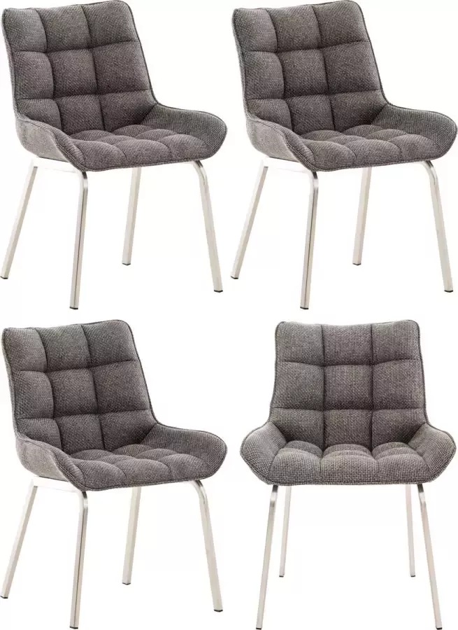 Clp Saranda Set van 4 eetkamerstoelen Stof titanium grijs roestvrij staal - Foto 1