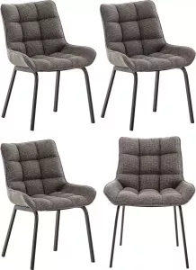 Clp Saranda Set van 4 eetkamerstoelen Stof titanium grijs zwart
