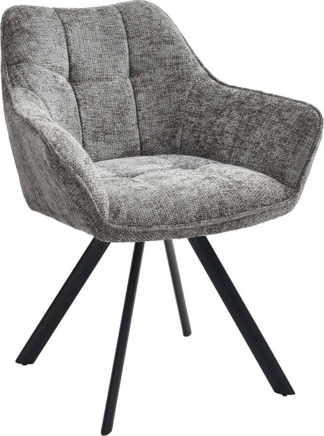 CLP Scott Eetkamerstoel Draaibaar 180°- Metalen Frame Terugdraaifunctie Comfortabele Zitting Modern Design Max. 120 kg Stof donkergrijs