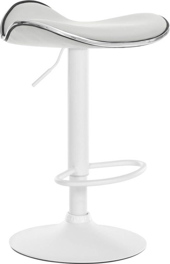 Clp Shanghai Barkruk Verstelbaar Met voetsteun Kunstleer Metaal mat wit