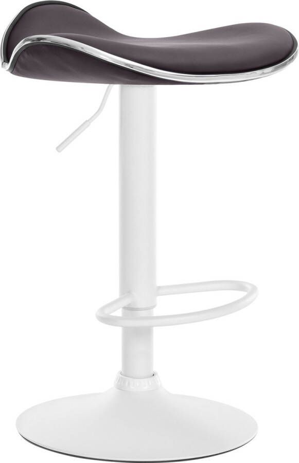 Clp Shanghai Barkruk Verstelbaar Met voetsteun Kunstleer Metaal mat wit bruin