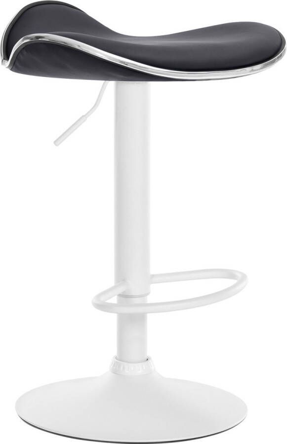 CLP Shanghai Barkruk Verstelbaar Met voetsteun Kunstleer Metaal mat wit zwart