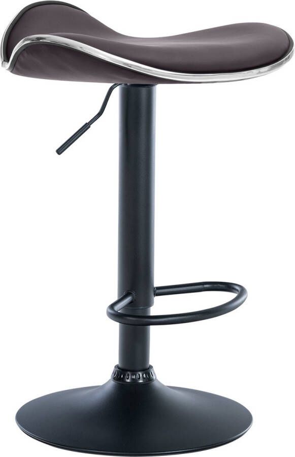 CLP Shanghai Barkruk Verstelbaar Met voetsteun Kunstleer Metaal mat zwart bruin