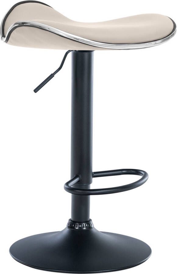 CLP Shanghai Barkruk Verstelbaar Met voetsteun Kunstleer Metaal mat zwart creme