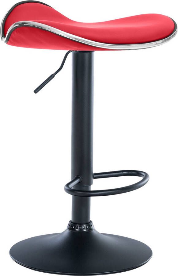 Clp Shanghai Barkruk Verstelbaar Met voetsteun Kunstleer Metaal mat zwart rood